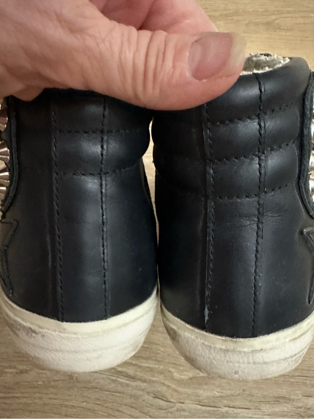 Golden Goose Slide Black Studs High Top Sneakers EU 37 US 7 Calfskin Leather - Picture 4 of 12